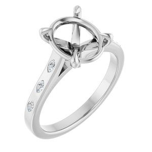 Platinum 10x8 mm Oval 1/10 CTW Natural Diamond Semi-Set Engagement Ring