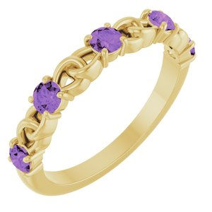 14K Yellow Gold Natural Amethyst Stackable Ring