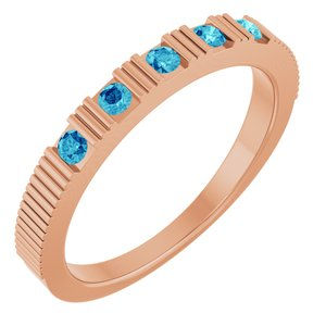 14K Rose Gold Natural Blue Zircon Stackable Ring