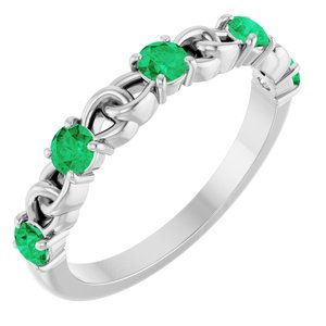 Sterling Silver Natural Emerald Stackable Ring