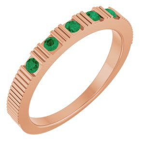 14K Rose Gold Natural Emerald Stackable Ring