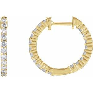 14K Yellow Gold Vermeil 3/4 CTW Lab-Grown Diamond Inside-Outside 17.2 mm Hoop