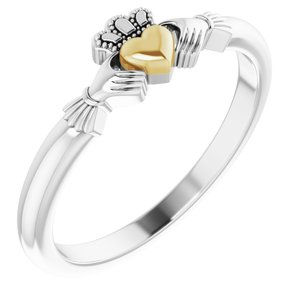 14K White/Yellow Gold Claddagh Ring