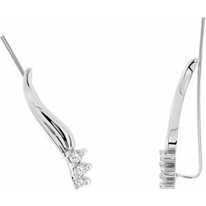 14K White Gold 1/6 CTW Natural Diamond Ear Climbers