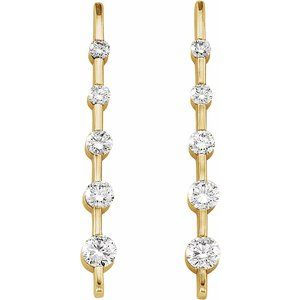 18K Yellow Gold 1/2 CTW Natural Diamond Bar Journey Earring