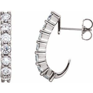 14K White Gold 3/4 CTW Lab-Grown Diamond J-Hoop Earrings