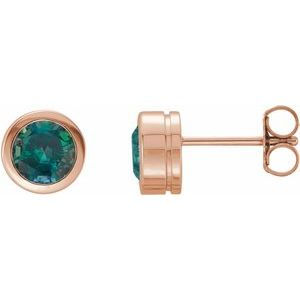 14K Rose Gold Lab-Grown Alexandrite Bezel-Set Earrings