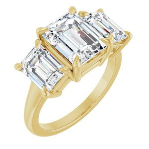 14K Yellow Gold 9x7 mm Emerald Ring Mounting