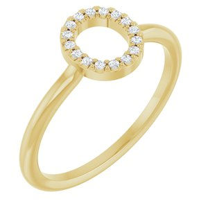 14K Yellow Gold .06 CTW Natural Diamond Initial O Ring