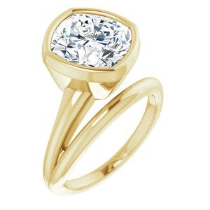 18K Yellow Gold 10 mm Cushion Ring Mounting