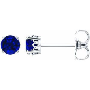Sterling Silver Natural Blue Sapphire Scroll Setting® Stud Earrings