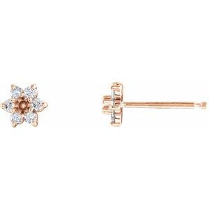 14K Rose Gold 2.2 mm Round 1/4 CTW Natural Diamond Semi-Set Cluster Earring