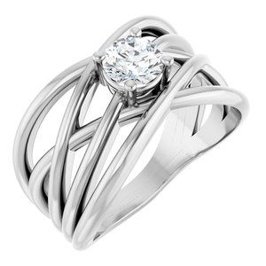 10K X1 White Gold 5.2 mm Round Criss-Cross Ring Mounting