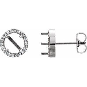 14K White Gold 5.8 mm Round 1/8 CTW Natural Diamond Semi-Set Earrings