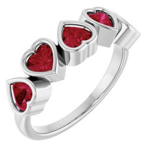 14K White Gold Lab-Grown Ruby Ring