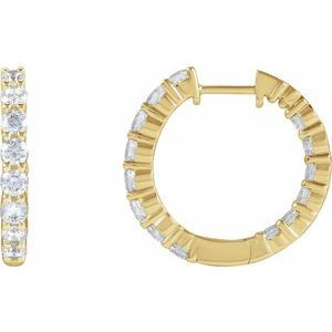 14K Yellow Gold 2 CTW Natural Diamond Inside-Outside Hinged 20 mm Hoop Earrings