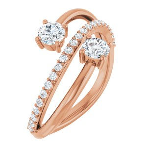 14K Rose Gold 3/4 CTW Natural Diamond Two-Stone Ring