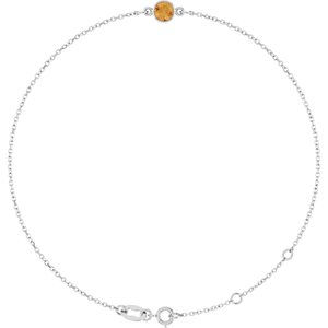 14K White Gold Natural Citrine 6 1/2-7 1/2" Bracelet