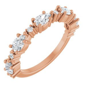 14K Rose Gold 5x3 mm Pear 5-Stone 1/10 CTW Natural Diamond Stackable Family Ring