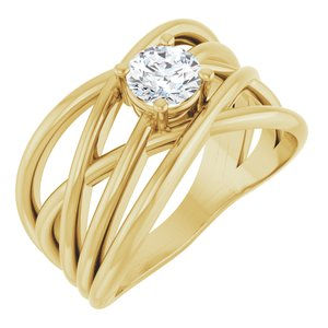 14K Yellow Gold 1/2 CT Lab-Grown Diamond Criss-Cross Ring