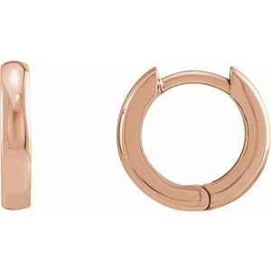14K Rose Gold 12 mm Hinged Hoop Earrings