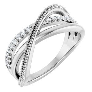 14K White Gold Criss-Cross Ring Mounting