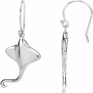 14K White Gold Stingray Earrings