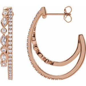 14K Rose Gold 1 1/5 CTW Natural Diamond 30.5 mm Hoop Earrings