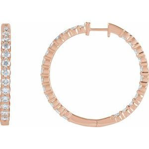 14K Rose Gold 5 CTW Natural Diamond Inside-Outside Hinged 37.8 mm Hoop Earrings