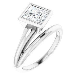 14K X1 White Gold 6.5 mm Square Ring Mounting