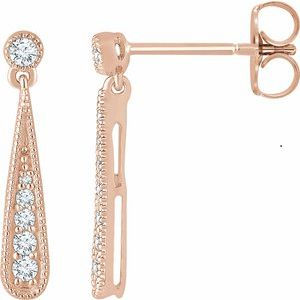 14K Rose Gold 1/6 CTW Natural Diamond Teardrop Earrings