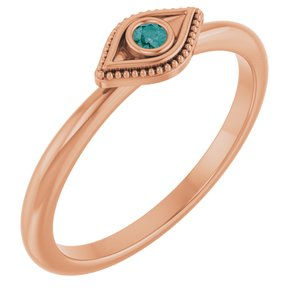 14K Rose Gold Natural Alexandrite Stackable Evil Eye Ring