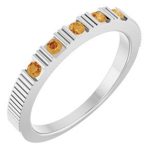 14K White Gold Natural Citrine Stackable Ring