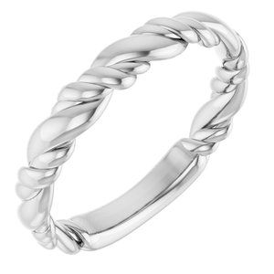 14K White Gold Stackable Rope Ring