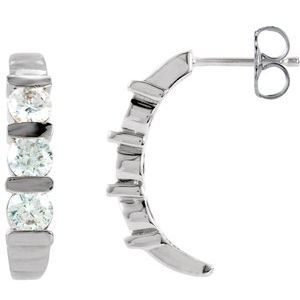 14K White Gold 1 1/2 CTW Natural Diamond J-Hoop Earrings