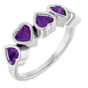 14K White Gold Natural Amethyst Ring