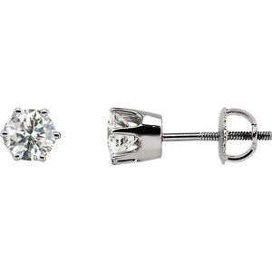 14K White Gold 1/3 CTW Natural Diamond 6-Prong Stud Earrings