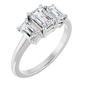 10K White Gold 6x4 mm Emerald Ring Mounting