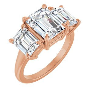 10K Rose Gold 9x7 mm Emerald Ring Mounting