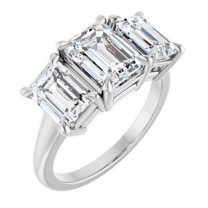Platinum 8x6 mm Emerald Ring Mounting