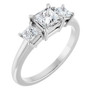 14K X1 White Gold 4.5x4.5 mm Square Ring Mounting