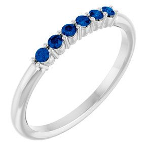 14K White Gold Natural Blue Sapphire Stackable Ring