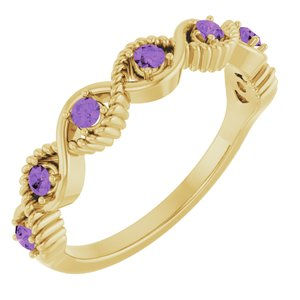 14K Yellow Gold Natural Amethyst Stackable Ring