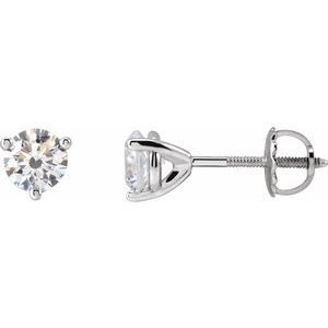 14K White Gold 5.2 mm Imitation White Cubic Zirconia Stud Earrings