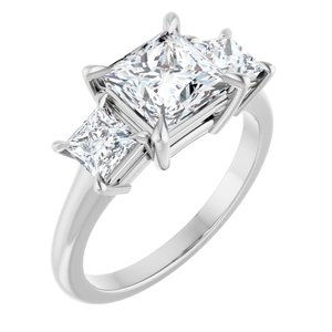 18K White Gold 6.5x6.5 mm Square Ring Mounting