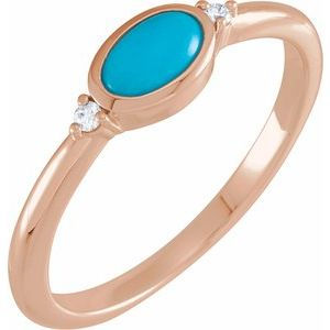 14K Rose Gold Natural Turquoise & .03 CTW Natural Diamond Ring