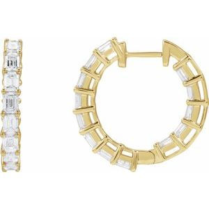 14K Yellow Gold 3 CTW Natural Diamond Inside-Outside 21.2 mm Hoop Earrings