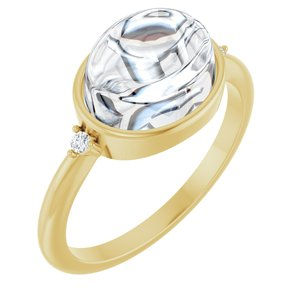 18K Yellow Gold 10x8 mm Oval Bezel-Set Cabochon Ring Mounting