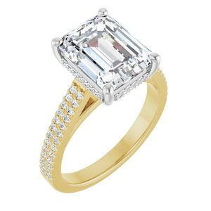 14K Yellow/White Gold 10x8 mm Emerald 1/4 CTW Lab-Grown Diamond Semi-Set