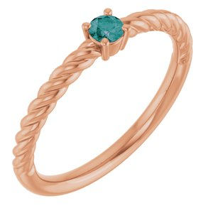14K Rose Gold 3 mm Natural Alexandrite Solitaire Rope Ring
